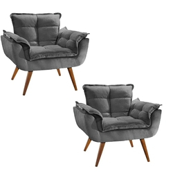 Kit 02 Poltronas Decorativa Opala Com Fibra Siliconada No Suede Cinza - JRV Móveis é boa?