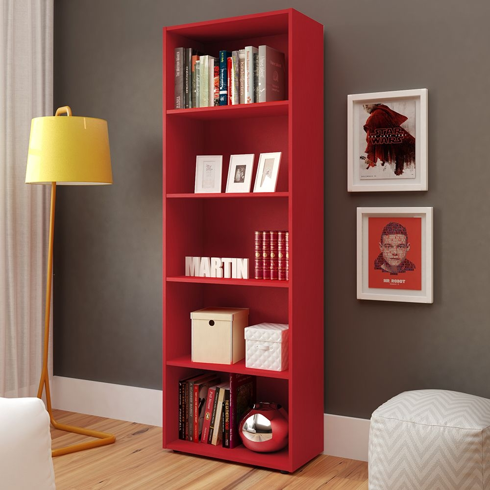 Estante Livreiro Minot Vermelho - Moveis Arapongas