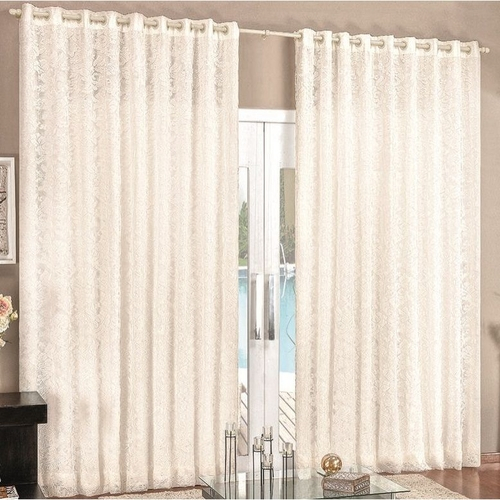 Cortina Para Sala De Estar Moderna 4 00 X 2 80 Metros Tecido De Renda Com Voal Para Varao Normal Palha No Shoptime