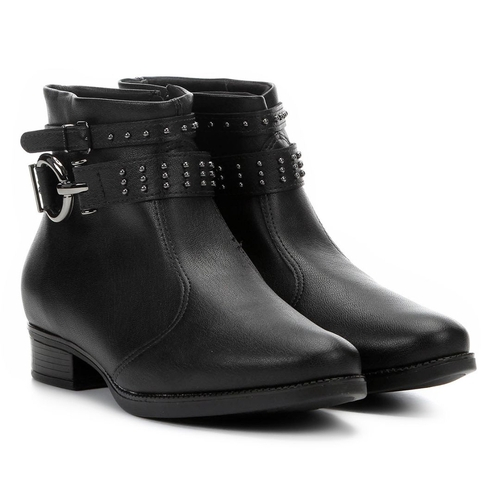 bota cano curto feminino preto vizzano