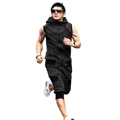 sleeveless running moletom com capuz