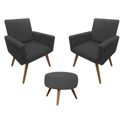 Kit 02 Poltrona Decorativa Nina + Puff Giovana Suede Cinza é boa?