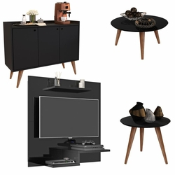 Conjunto Sala Com Painel Jet Plus / Aparador Buffet Wood Prime / Mesa De Centro E Lateral Cissa - Preto - Rpm Móveis é ruim? Conjunto Sala Com Painel Jet Plus / Aparador Buffet Wood Prime / Mesa De Centro E Lateral Cissa - Preto - Rpm Móveis é boa?