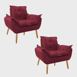 Kit 2 Poltronas Cadeiras Decorativas Opala Suede Bordô Pés Palito para Recepção Sala de Estar Consultório Escritório Quarto - am Decor é boa?