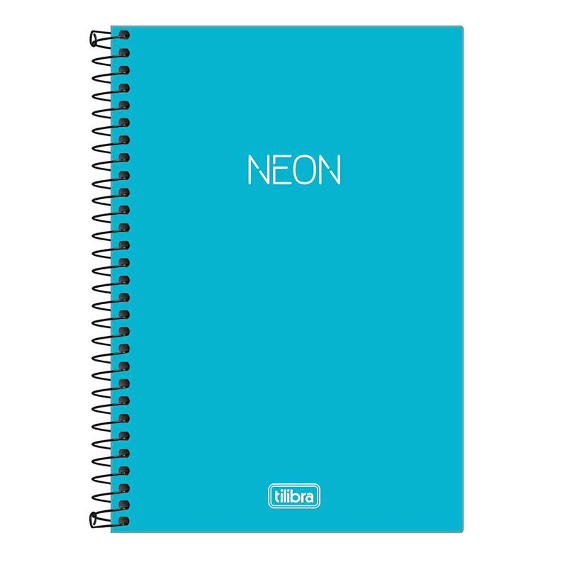 Caderno Espiral Capa Plástica Sem Pauta 1/4 - 80 Folhas - Neon Azul ...