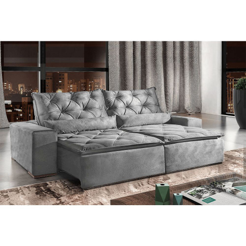 Sofá 4 Lugares Retrátil e Reclinável 2,30 mts Infinity Suede Cinza no  Shoptime