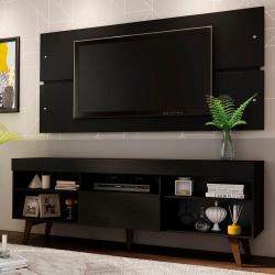 Rack com Painel para TV até 65 Polegadas Madesa Miami com Pés - Preto/Rustic é boa?
