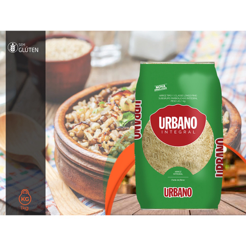 Arroz Integral Parboilizado Sem Glúten Natural 1kg Urbano No Shoptime