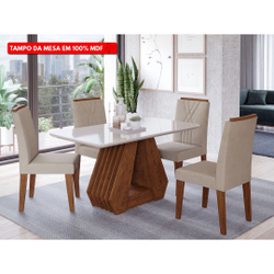Conjunto de Mesa Cimol Agata 1,30 com 4 Cadeira Nicole Savana/Off White/Caramelo é boa?