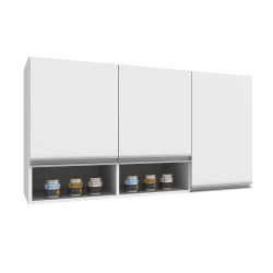 Armário Aéreo Triplo 120cm de Cozinha - 3 Portas 2 nichos Athena Branco - Megasul Menor preço em Armário Aéreo Triplo 120cm de Cozinha - 3 Portas 2 nichos Athena Branco - Megasul