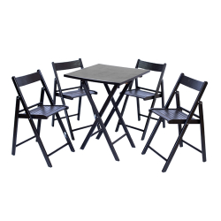 Mesa com 4 Cadeiras de Madeira Dobrável Linha Classic Preto para Sacada Apartamento Casa Rancho Chácara é boa?