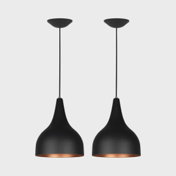 Kit 2 Pendente Taça Gota Bancada Balcão Cozinha 22cm Preto com Cobre é boa?
