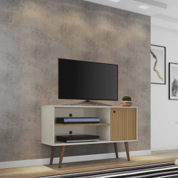 Rack para TV até 42 Polegadas 1 Porta Retrô Jade Móveis Bechara Off White/Cinamomo/Ripado é boa?