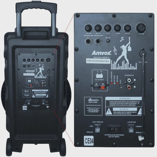 Caixa Som Amplificada Portátil Bluetooth 500W Rms Mp3 Usb Led Bateria Tws Amvox aca 501 New X Caixa Som Amplificada Portátil Bluetooth 500W Rms Mp3 Usb Led Bateria Tws Amvox aca 501 New X