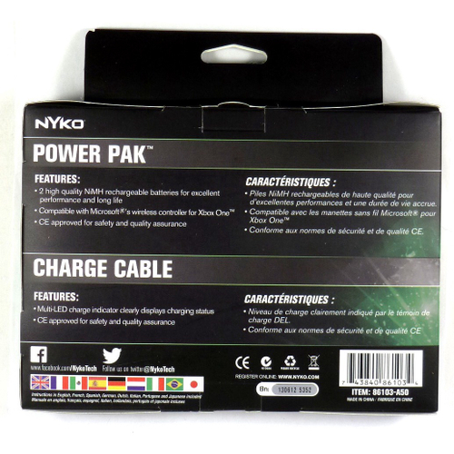 Power Kit Plus Nyko Xbox One 2 baterias recarregáveis e cabo carregador