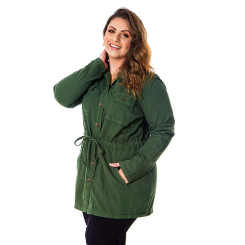 parka verde militar plus size