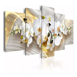 Quadro decorativo 5 peças Orquídea com efeitos dourados é boa?