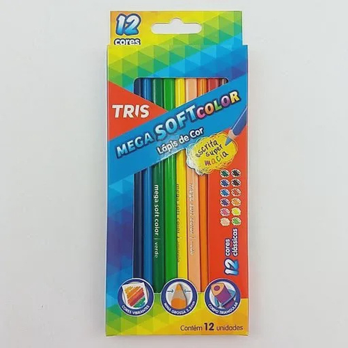 Lápis de cor 12 cores Tris mega soft color no Shoptime