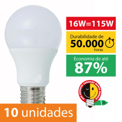 Kit Com 10 Lâmpadas Super Led Bulbo 16w Bivolt E27 Branco Frio é boa?