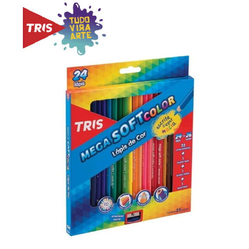 Lápis de Cor Mega Soft Color 24 Cores Tris no Shoptime