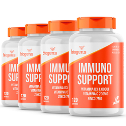 Kit 4x Immuno Support D3 1000ui, Vit C & Zinco 120 Tabs, Biogens Menor preço em Kit 4x Immuno Support D3 1000ui, Vit C & Zinco 120 Tabs, Biogens