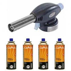 Kit Maçarico Portátil Culinário Acendimento Automático Controle de Chama + 4 Refis 220g é boa?