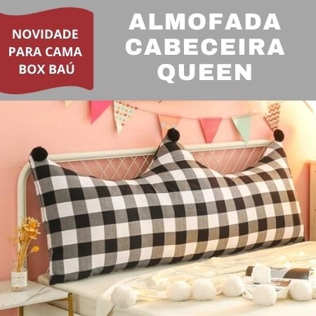 Almofada Para Cabeceira Cama Box Queen Pallets Encosto Lombar Repouso Decora O Xadrez Preto