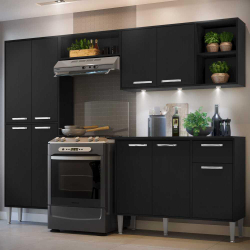 Cozinha Completa Compacta c/ 3 Leds, Armário e Balcão c/ Tampo 4 pçs Xangai Multimóveis Preta é boa?