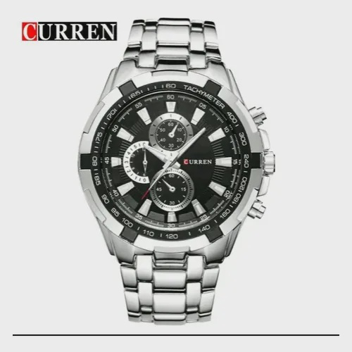 Relógio Masculino Curren 8023 Preto e Prata Importado Aço inox no Shoptime