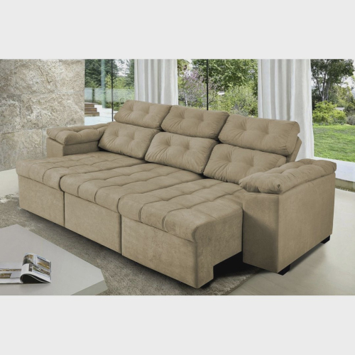 Sofá Itália 210cm Retrátil Reclinável Suede Castor - ws no Shoptime