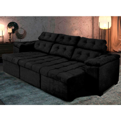 Sofá Italia 210cm Retrátil Reclinável Suede Preto – ws é boa?