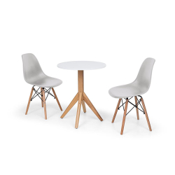 Conjunto de Mesa Maitê 160 cm 6 cadeiras Paola Cimol Nature/Off White/Nude  - ebbamoveis