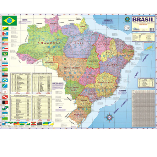 Mapa Mundi Brasil Atlas Escolar Rodoviário Politico Geografia no Shoptime