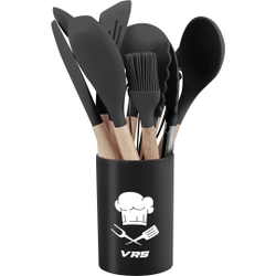 Kit Utensílios de Cozinha de Silicone 12pcs c/ Suporte Flórida- Cinza Grafite Menor preço em Kit Utensílios de Cozinha de Silicone 12pcs c/ Suporte Flórida- Cinza Grafite