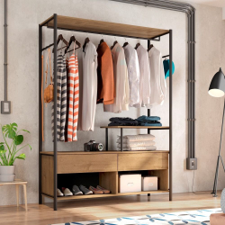 Guarda Roupa Casal Closet Aberto Estilo Industrial Arara Barcelona Preto Demolição é boa?
