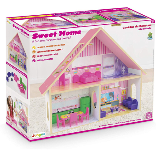 Casinha De Bonecas Sweet Home Rosa Em Mdf Junges No Shoptime