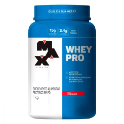 Whey Pro 1kg Morango Max Titanium Menor preço em Whey Pro 1kg Morango Max Titanium