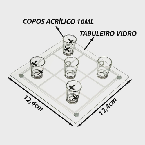 Jogo Da Velha Shot Drinks Tabuleiro Vidro Com Copinhos Jogos Adultos No Shoptime