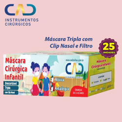Máscara Infantil Descartável Tripla com clip nasal e filtro - cx com 25 unidades é boa?
