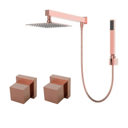 Kit Ducha Chuveiro Slim Prizi Quadrado 20x20cm Inox 304 Rose com Braço e Desviador + Acabamento de Registro para Chuveiro Rose – Prizi é boa?