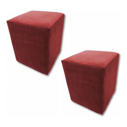 Kit 2 Puff Quadrado Cubo Decorativo Suede Para Sala Vermelho Menor preço em Kit 2 Puff Quadrado Cubo Decorativo Suede Para Sala Vermelho