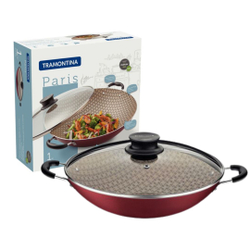 Panela Wok Tramontina Paris Alumínio Antiaderente Vermelho com Tampa de Vidro 32 cm 4,4 L é boa?