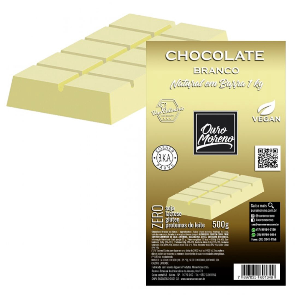 Barra de Chocolate Branco para derreter Ouro Moreno 1kg no Shoptime