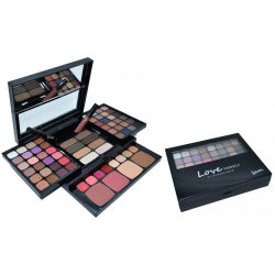 Estojo kit de maquiagem love yourself luisance completo profissional batom blush pó facial iluminador controno sombras sombra 3D perolada matte sobrancelha E mascara de cilios L983 é boa?