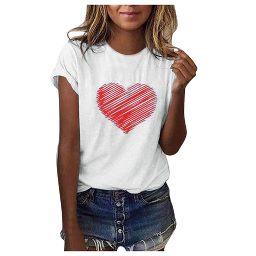 T Shirt Feminina De Mangas Curtas Com Decote Em Formato De Coracao E Estampa Superior Veja A Tabela De Tamanhosxxxl No Shoptime