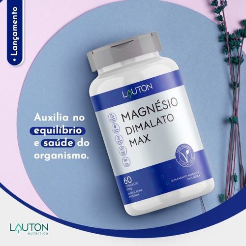 Magnésio Dimalato Max 60 Cápsulas Lauton Nutrition No Shoptime