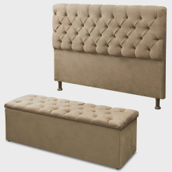 Cabeceira Mais Calçadeira Baú Casal 140cm Para Cama Box Sofia Suede Bege - ds Móveis é boa?