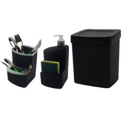 Kit Lixeira 2,5 Litros Escorredor De Talher Dispenser Porta Detergente Esponja Pia Cozinha - Utility é boa?