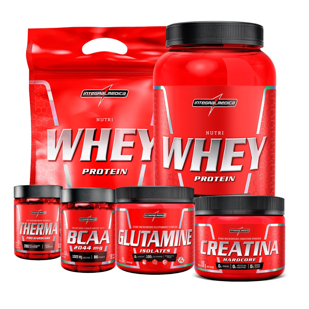 Combo 2 Nutri Whey Creatina Bcaa Glutamine Therma No Shoptime