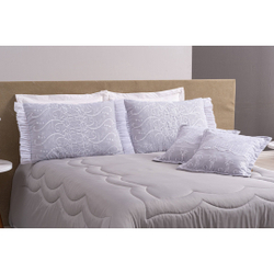 Colcha Edredom para Cama Queen Size com Bordado em Renda 230 fios Super Macio e Confortavel Cinza Menor preço em Colcha Edredom para Cama Queen Size com Bordado em Renda 230 fios Super Macio e Confortavel Cinza